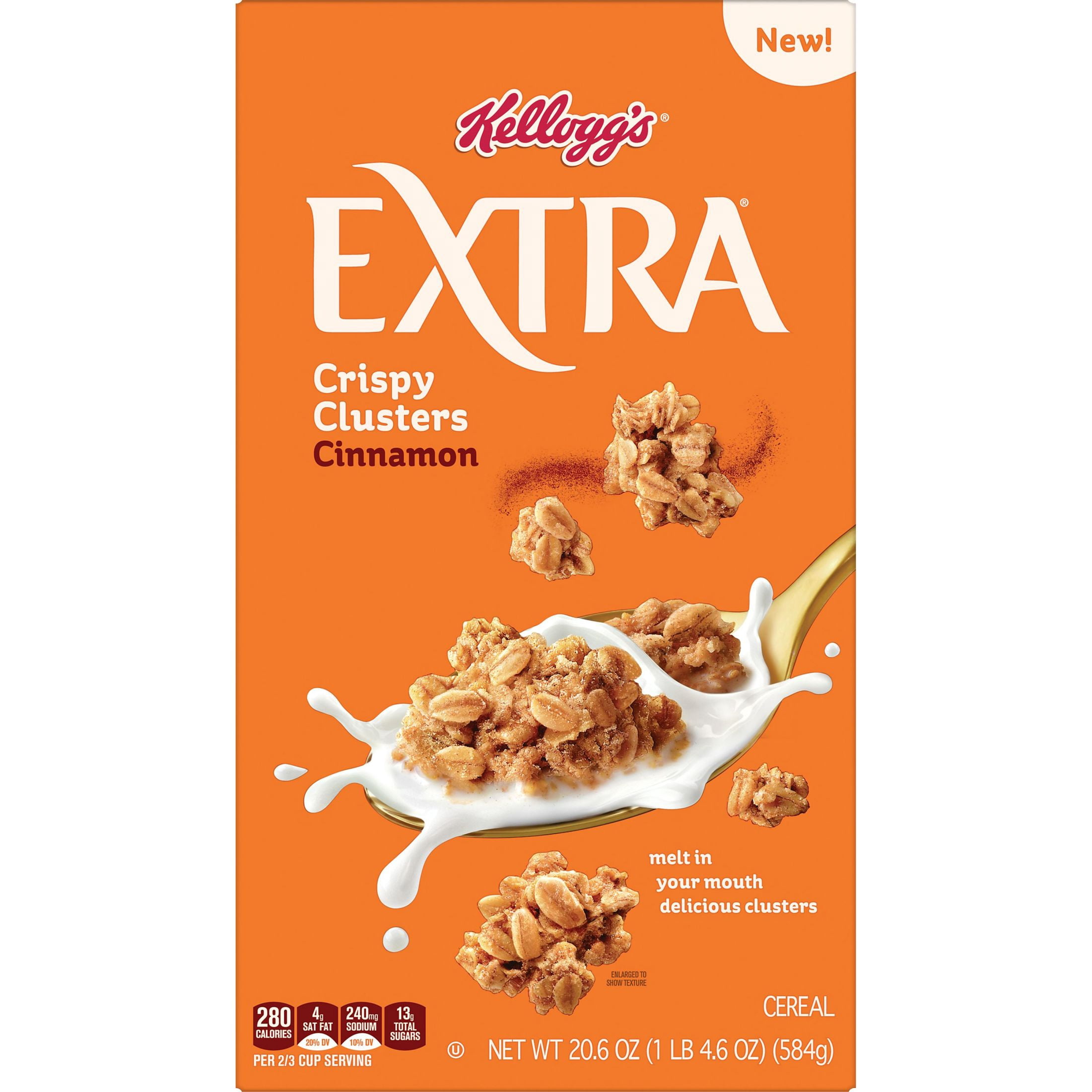 Kellogg's Extra Granola Cereal, Fiber Cereal, Family Breakfast, Cinnamon, 20.6oz Box (1 Box)