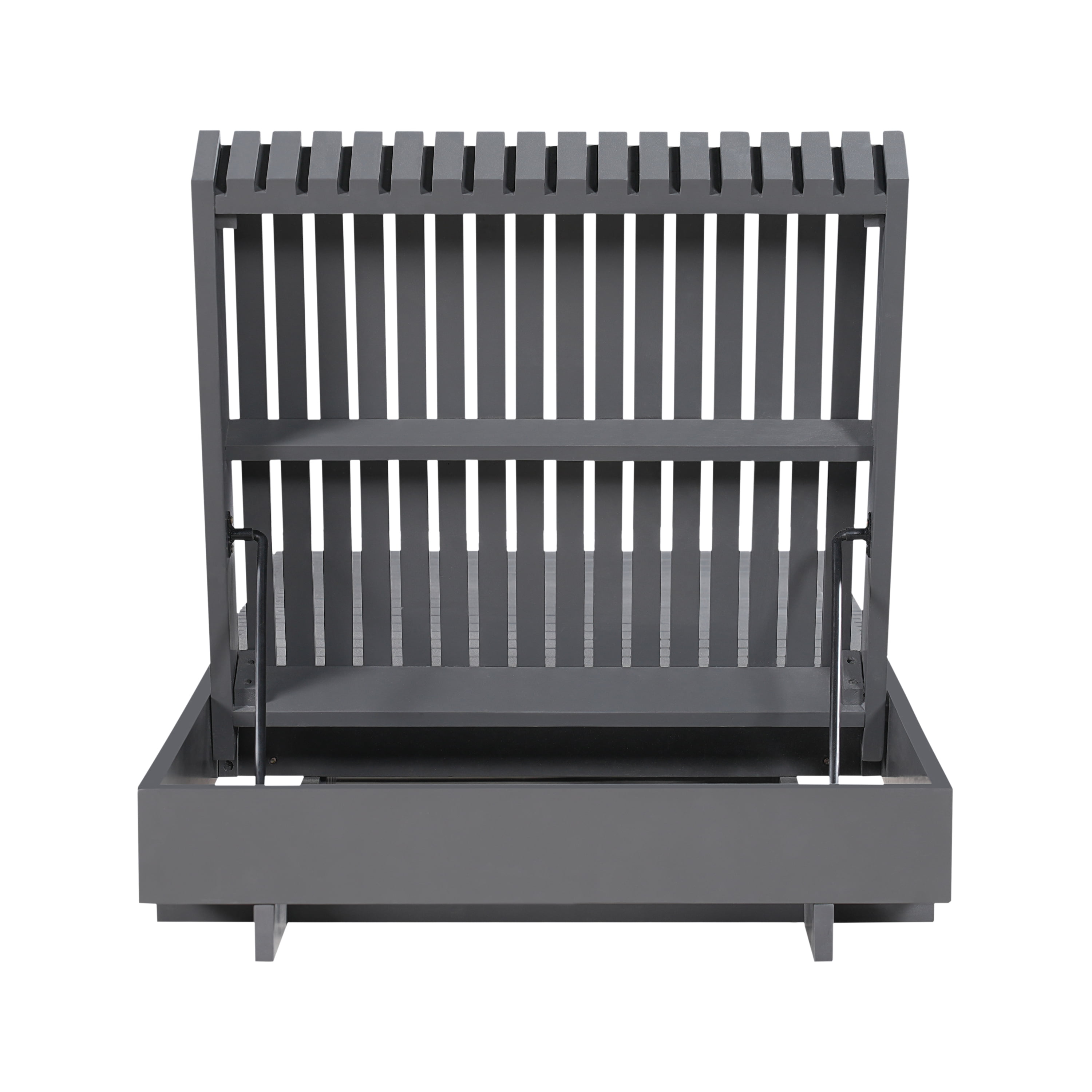 Chaise Lounge, Outdoor Dark Gray Acacia Solid Wood Adjustable Lounge for Patio Deck Garden, Dark Gray