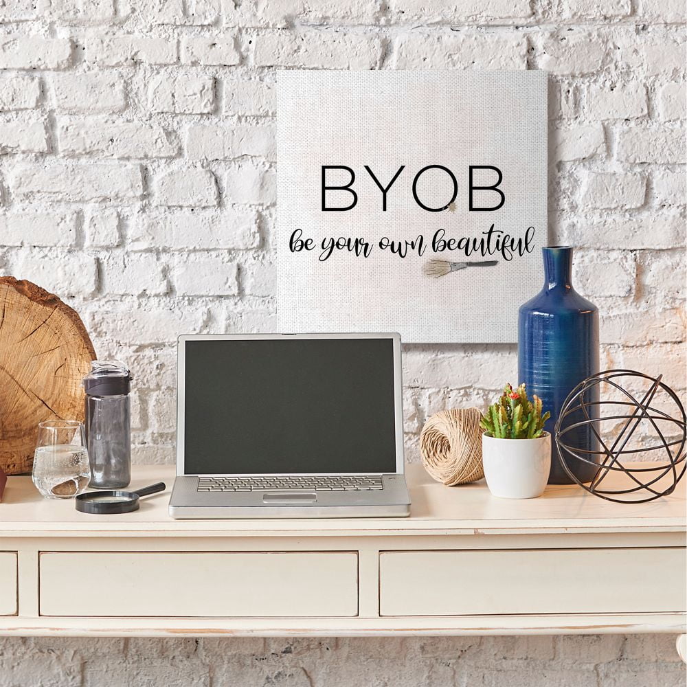 Stupell Industries BYOB Be Your Own Beautiful Fashion Modern Pink Word Design XL Canvas Wall Art by Anna Quach