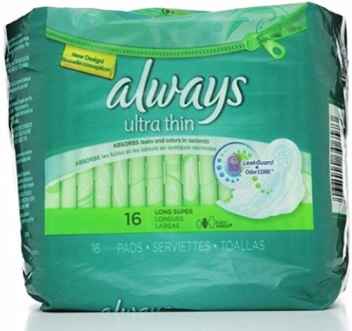 Always Ultra Thin Long/Super With Wings Unscented Pads 16 Count