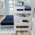 thumbnail image 4 of Plank+Beam Solid Wood Farmhouse Twin over Queen L-Shaped Bunk Bed with Desk, White Wash, 4 of 6