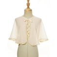 thumbnail image 2 of Manyakai Girls Chiffon Bolero Cardigan Shrugs Basic Sheer Lace-up Shawl Top Party First Communion Champagne M, 2 of 6