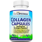 BioOptimal Collagen Pills - Collagen Supplements, 180 Capsules, Benefits Skin, Hair, Nails & Joints, Unisex Adult, Grass Fed, Non-GMO
