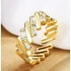 thumbnail image 2 of Anillo Abierto de Oro Anillo de Intervalo Geométrico Forma Geométrica Anillo de Rhinestone Ajustable Anillo de Oro Líneas de Bobinado Anillo Minimalista Regalo para Ella, 2 of 7