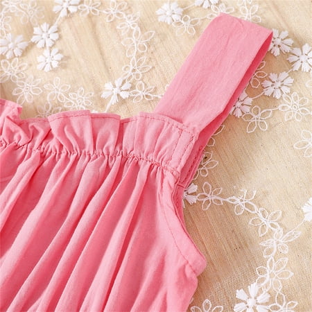 

PEASKJP Girl s Casual Dresses 2023 Toddler Girls Sleeveless A-Line Swing Floral Floral Prom Ball Gown Dress Strappy Swing Halter Dress for Girls Pink 5-6 Years