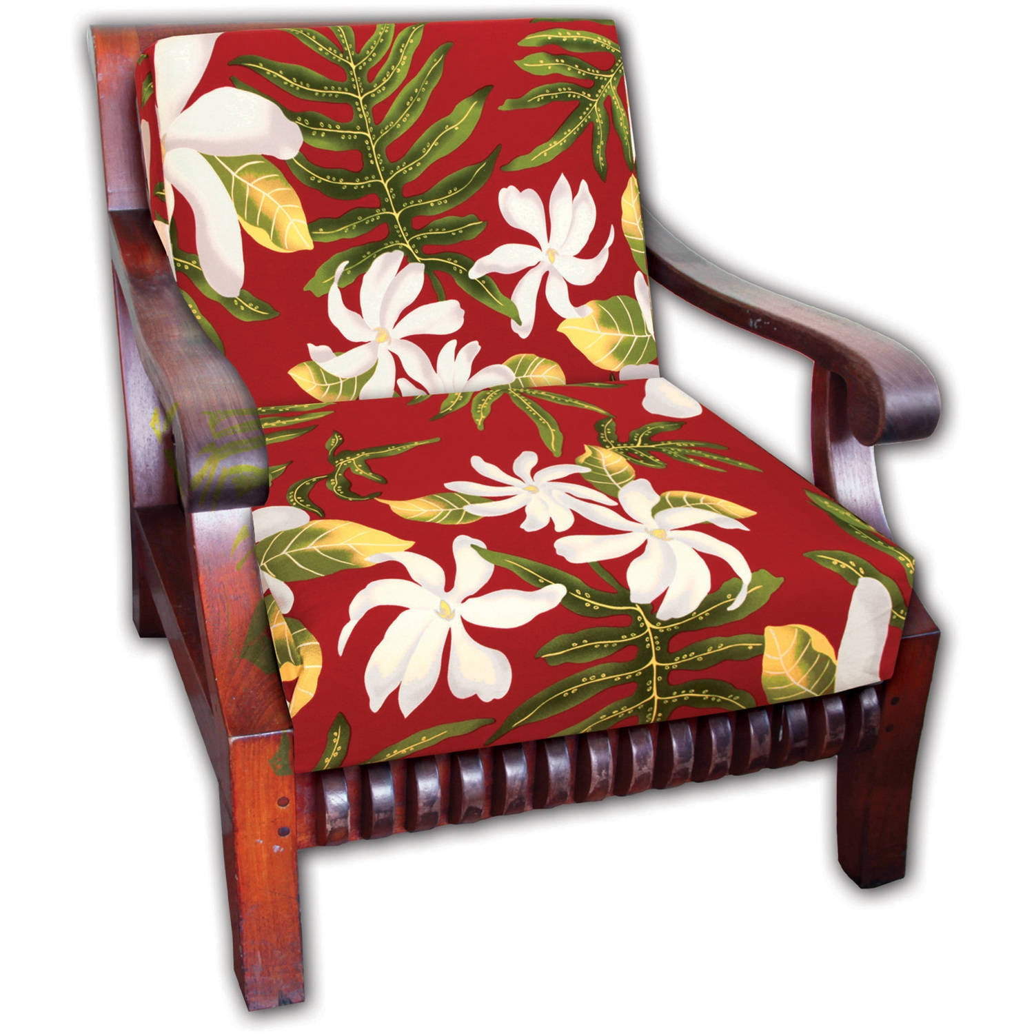 Generic Hawaiian Koa Cushion Seat Cover 1 Pair Set in Tiare Flower