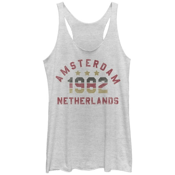 Women's Lost Gods Amsterdam Netherlands 1982  Racerback Tank Top White Heather Small