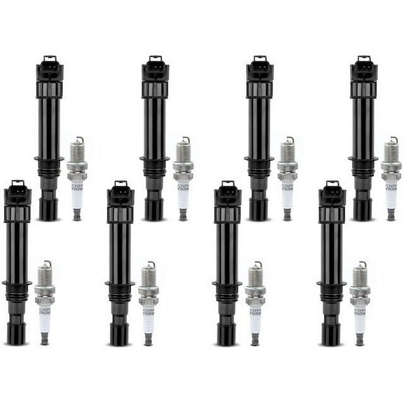 Ignition Coil Set with Spark Plugs 8 - Compatible with 2005 - 2007 Dodge Dakota 4.7L V8 2006