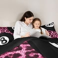 thumbnail image 4 of Erosebridal Pink Leopard Cheetah Print Full Size Comforter Sets,Billiard Sport Ball Games Bedding Sets For Girls Teens, Reversible 3 Pieces, 4 of 7