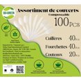 thumbnail image 2 of Go4Green Ensemble de Couverts Assortis (Cuillères 40 Pcs, Fourchettes 40 Pcs, Couteaux 20 Pcs), 2 of 5