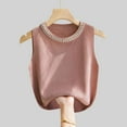 thumbnail image 3 of Hrsba White Beaded Knit Tank Top for Women Crewneck Sleeveless Undershirt Blazer Match Soft Lightweight Trendy Summer Casual Layering Camisole, 3 of 5