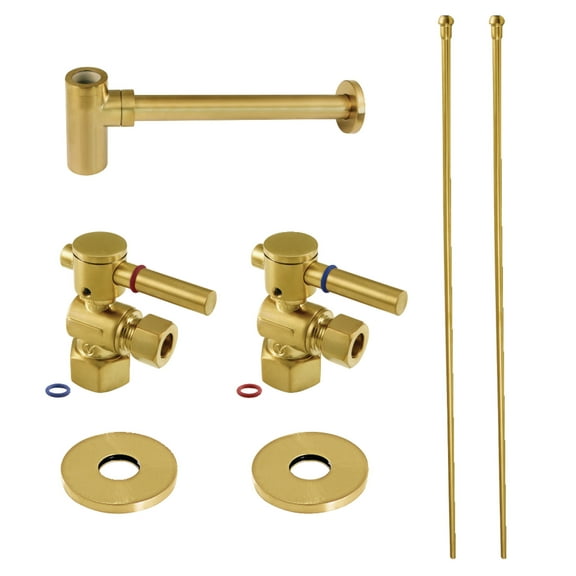 Kingston Brass CC43107DLLKB40 Trimscape Modern Plumbing Sink Trim Kit with Bottle Trap in Brushed Brass