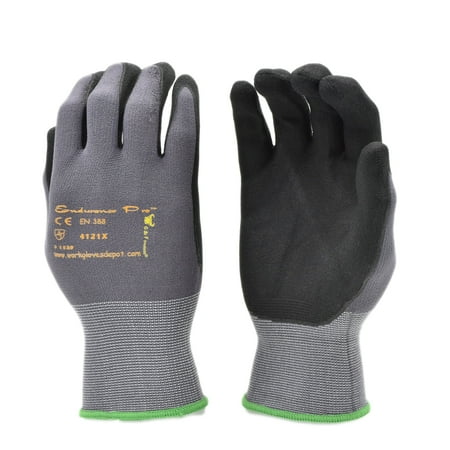 G & F Products Endurance Pro Seamless Knit Nylon Gloves with Micro Form Nitrile Grip, Large Pack 12