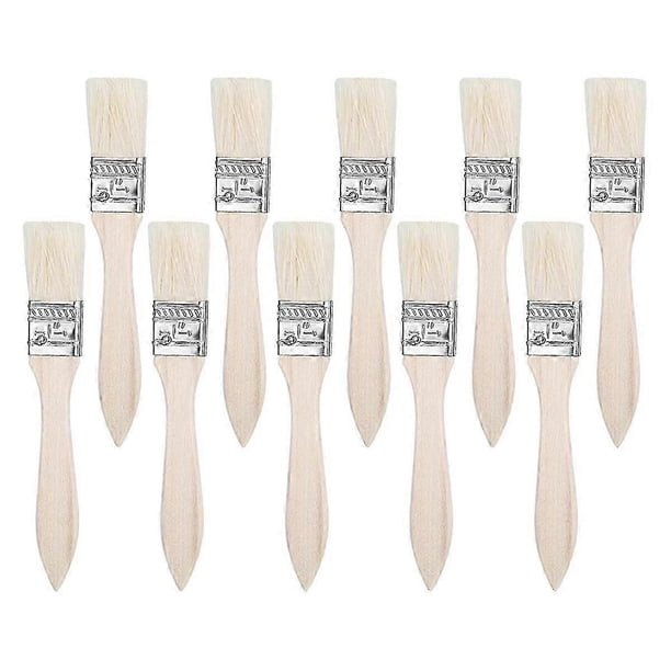 Paquete de 10 pinceles de pintura, pinceles planos con mango de madera para manualidades en el hogar.