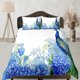 thumbnail image 1 of Ropa de cama blanca azul pavo real decoración estética juego de cama completo, funda nórdica de lujo, 1 of 4