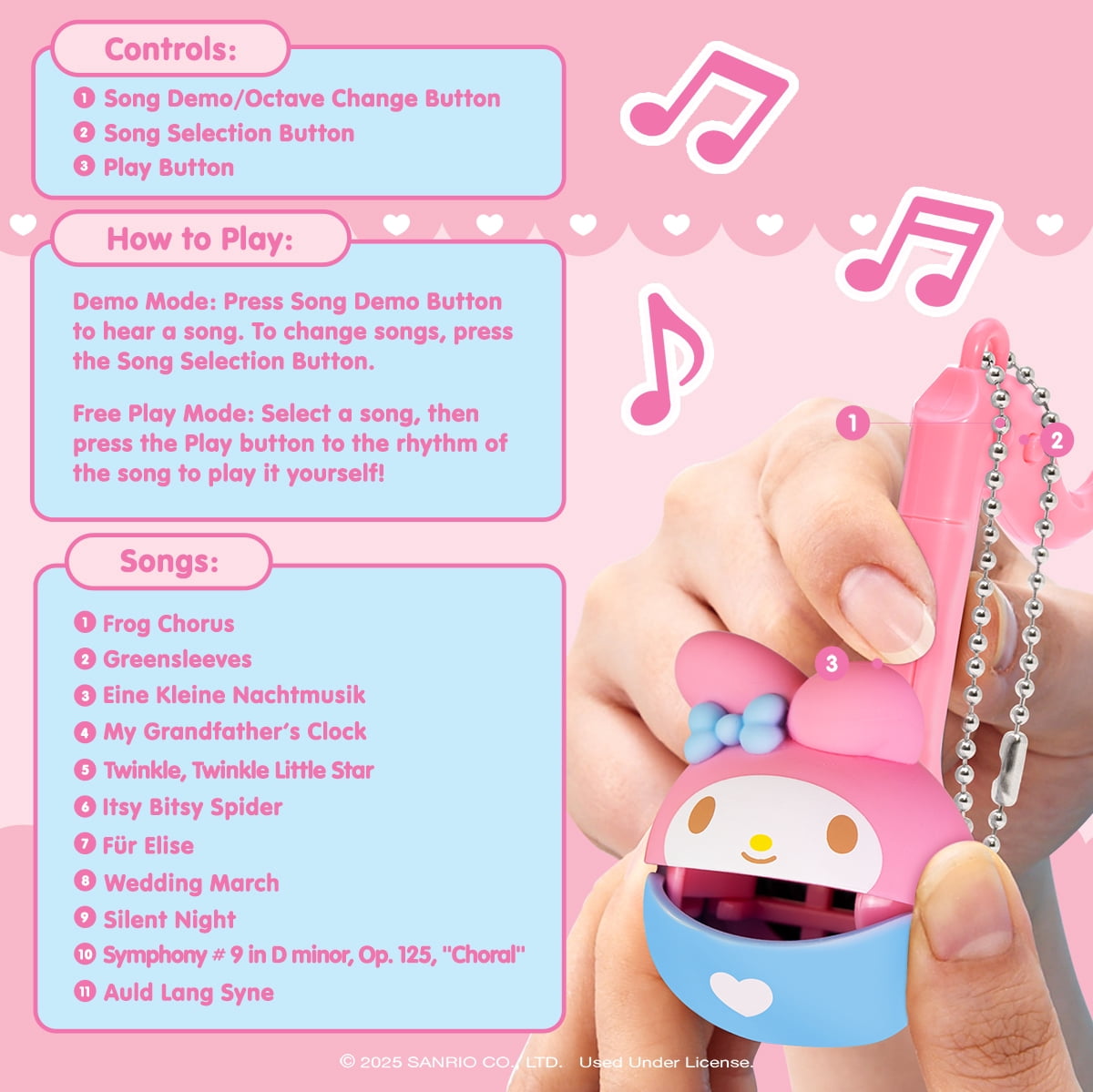 Otamatone Melody Sanrio Portable Small Size Electronic Keychain Musical Toy from Japan - My Melody