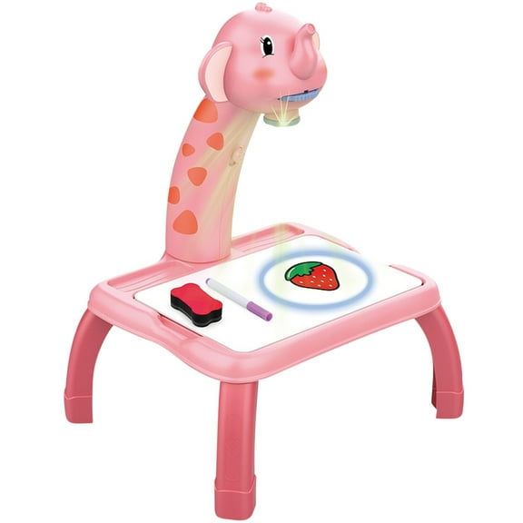 Oioii Drawing Projector with Projection Painting Set, Projector Table Drawing Toy, Portable Art Creation Projector, Multifunctional Painting & Drawing Play Accessory,Pink