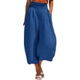 thumbnail image 2 of CHEEREAM Baggy Capri Pants for Womens High Elastic Waist Casual Wide Leg Bottom Summer Beach Vacation Loose Fit Lounge Pants Oversized, 2 of 7