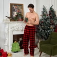 thumbnail image 3 of Vulcanodon Mens Fleece Pajama Pants, Ultra Soft Plaid Lounge Pants with Pockets Button Fly Sleep Bottoms(BUFFALO PLAID-RED, XL), 3 of 5