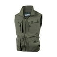 thumbnail image 5 of CharmCyan Mens Outdoor Athletic Vest Fishing Travel Lightweight Sleeveless Jackets Photographer Work Vest With Multi Pockets Army Green L, 5 of 5