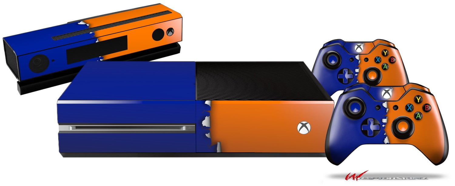 blue and orange xbox one controller
