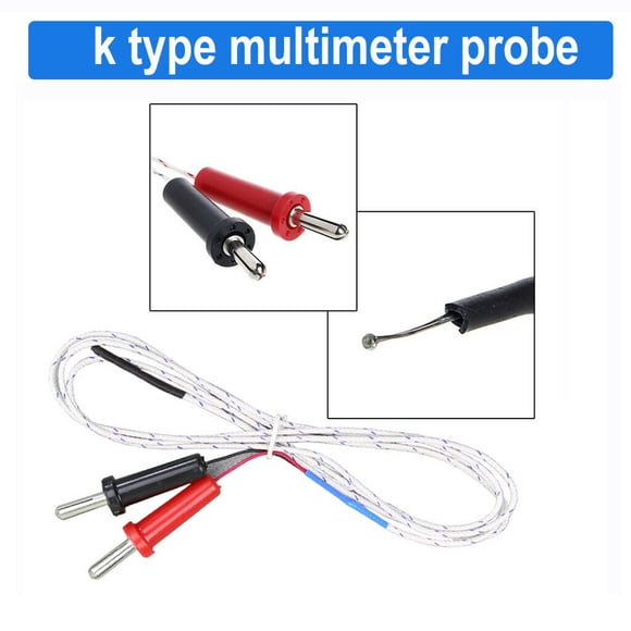 1M K-Type Multimeter Temperature Thermocouple Probe Banana Plugs