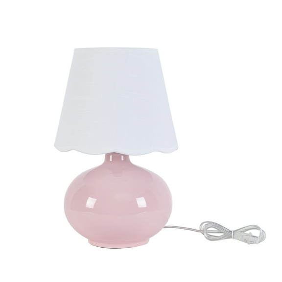 Your Zone Kids 16" Pink Ceramic Table Lamp with Scallop Shade