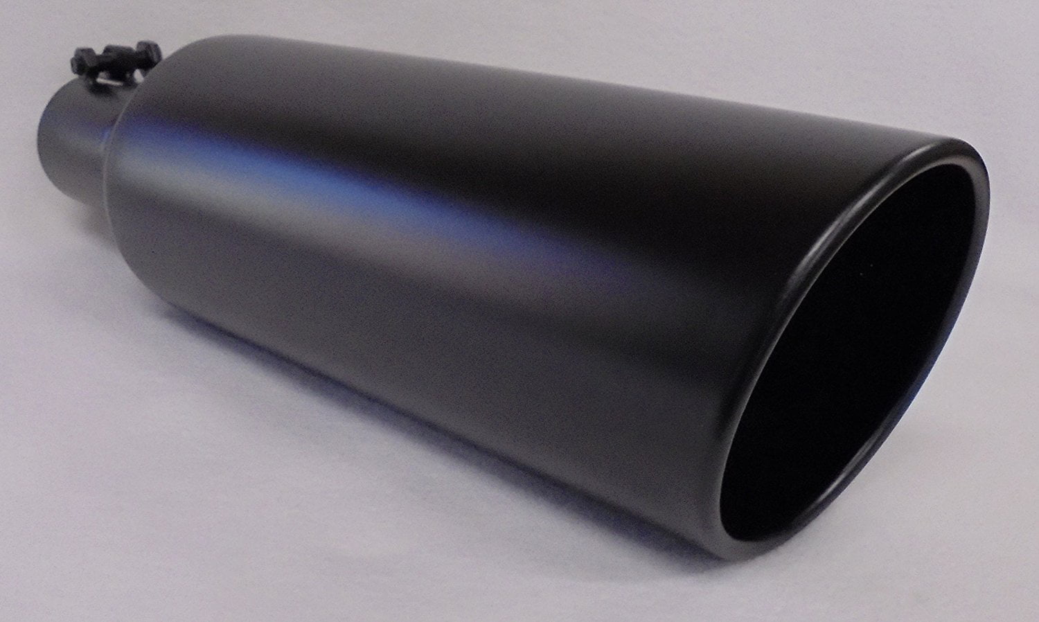 Polished Stainless Steel Exhaust Tip - 2.5" Inlet, 3.5" Outlet, 18" Long Rolled Edge