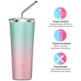 thumbnail image 3 of THILY Stainless Steel Vacuum Insulated Tumbler Travel Mug 26 oz Coffee Cup with 2 Lids and Straws, Splash Proof, Keep Ice Drinks Cold, Candy Pink, 3 of 5