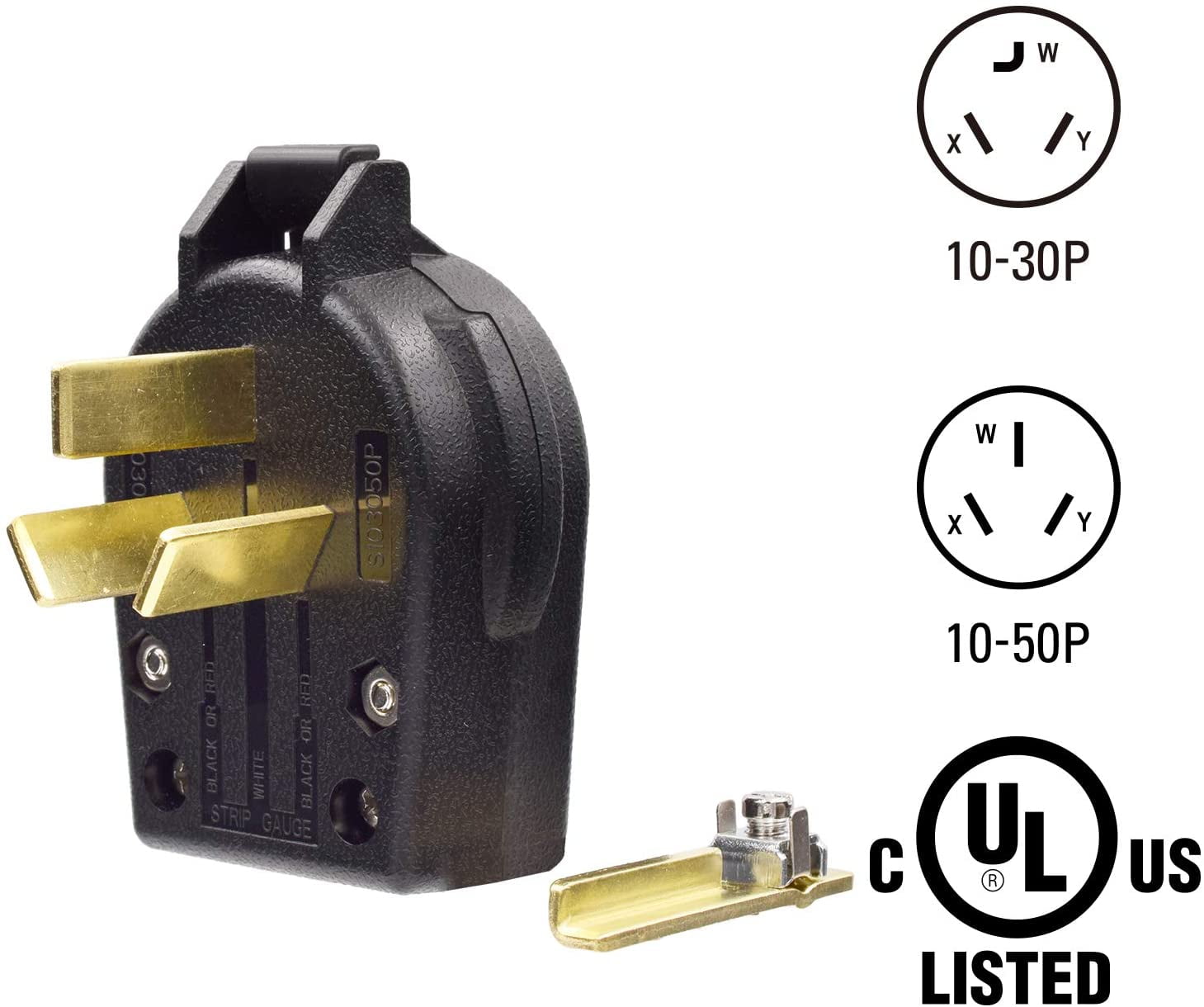 NEMA 1030P & NEMA 1050P, 30 & 50 Amp, 125 & 250 Volt, 3Pole, 3Wire, 3Prong Interchangeable