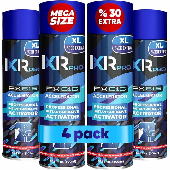 IXIRPRO CA Glue Activator Spray (4 Pack, 16.9 oz Each) – Fast-Drying Cyanoacrylate Accelerator for Woodworking, Plastic, Metal, 3D Printing, DIY & Repairs