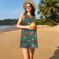 thumbnail image 3 of Balery red and green bow tie Vestidos de verano para mujer con estampado: vestido holgado sin mangas, vestido playero informal y cómodo para días calurosos., 3 of 7