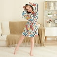 thumbnail image 3 of FORMRS Niños Bathrobe Unisex Hooded Robe Soft Plush Pajamas Sleepwear, Size 4-6T, Vibrant Japanese Flowers, 3 of 7