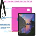 thumbnail image 3 of for iPad Pro 12.9 inch 2022/2021/2020/2018 Kids Case with 360 Rotating Kickstand Hand Strap, Removable Shoulder Strap, Rugged Shockproof Heavy Duty Protection Case for iPad Pro 12.9, Rose, 3 of 8
