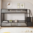 thumbnail image 3 of Harper & Bright Designs Twin Size Metal Bunk Bed with Storage stairs, Twin over Twin Heavy Duty Bunk Bed Frame with Fully Enclosed Safety Rail for Apartment Dormitory, Black, 3 of 10