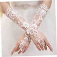 thumbnail image 5 of FONDOTIN Wedding Gloves for Bride White Lace Floral Full Finger Design Matching Any Dress, 5 of 5