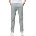 thumbnail image 2 of YUGYXL Men's Suit Pants Casual Ice Silk Comfy Trousers Button Straight Pants Lightweight Business Long Pants, 2 of 7