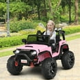 thumbnail image 3 of Gymax 12V Kids Ride On Truck RC Motorized Car w/ Spring Suspension & MP3 Pink, 3 of 10