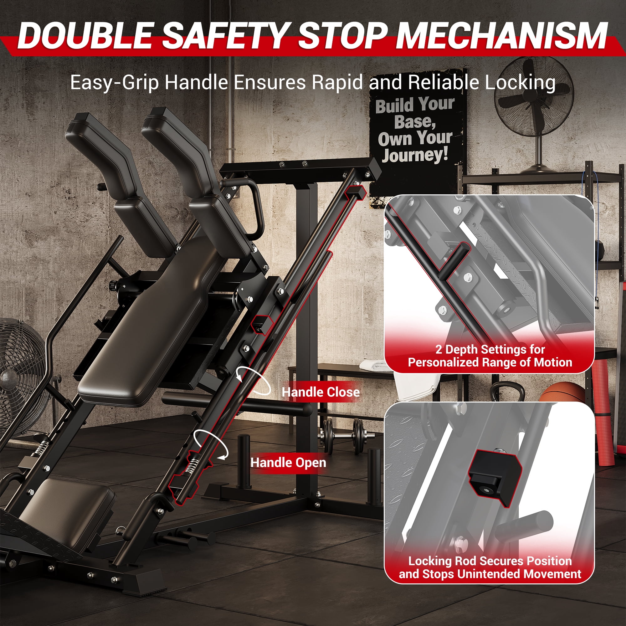 GARVEE 1200lb Leg Press Hack Squat Machine,3-in-1 Multifunctional Leg Machine with Linear Bearing Hack Squat & Leg Press Combo,Fits 1" & 2" Plates,Strength Training Lower Body