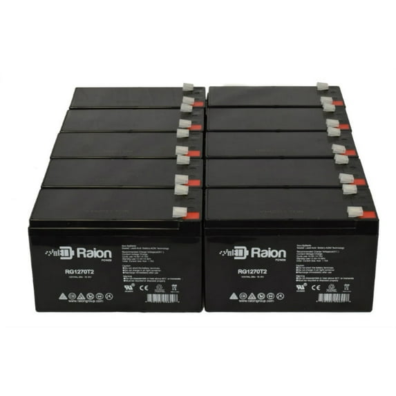 Raion Power 12V 7Ah Replacement Alarm Battery for Ademco 4140XMP - 10 Pack