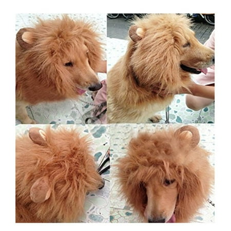 Generic Pet Costume Lion Mane Wig with Ears for Dog Cat Halloween Clothes Fancy Dress up (Light Brown, L)