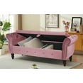 thumbnail image 5 of 63.38‘’ Velvet Storage Ottoman Bench, End of Bed Storage Bench with Wood Legs and Pillow, Storage Stool with 300LBS Capacity for Entryway, Bedroom, 5 of 7