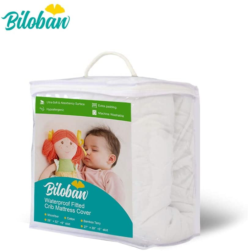 Biloban Crib Mattress Pad Cotton Waterproof Mattress Protector