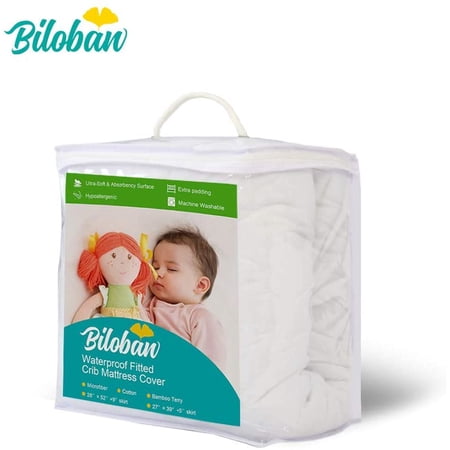 Biloban Crib Mattress Pad - Cotton Waterproof Mattress Protector for Toddler Ba