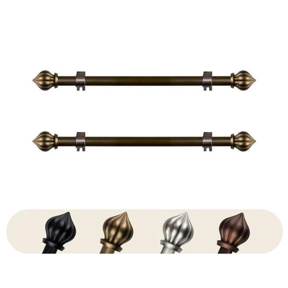 Central Design 0.625 in. Dia. Meda Side Curtain Rod, Antique Gold - 12-20 in. - Set of 2
