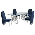 thumbnail image 1 of Rectangular Clear Glass 5pc Dining Set with Silver Stainless Steel Base, 1 of 3