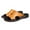 Yellow, variant on Leather Slippers, Open Toes Indoor Slippers Leather Flat Slide Sandals Casual House Shoes Bedroom Slippers Office Slippers for Mens