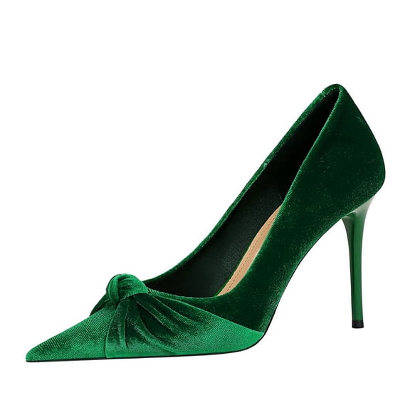 Women's Pumps Stiletto High Heel Velvet Bow 10CM Fashion Wedding Sexy Shoes