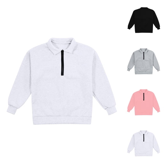 Girls Hoodie Girls' 1/4 Zipper Sweatshirts Casual Oversized Long Sleeve Pullover Tops Cute Half Zipper Hoodie Sweater Fashion Sweatshirt