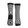 thumbnail image 2 of Mens Crew Socks Womens Checkerboard Black And White Workout Training Athletic Socks, 2 of 7